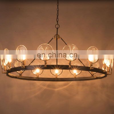 American country retro loft iron chandelier restaurant coffee shop living room study room glass decorative pendant lamps