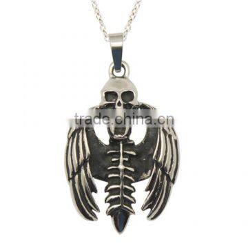Floating Stainless Steel Bird Skull Necklace with ball chain