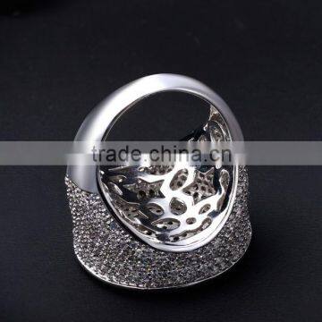 Round Shape CZ Micro Pave Setting Wedding for Bride Very Big Deluxe Statement Ring photo-5
