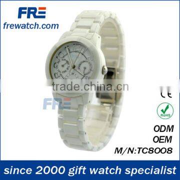 white ceramic watch band ceramic watch with waterproof HT8008 HT8008