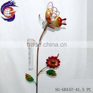 metal outdoor garden decorations butterfly with butterfly rain gauge stake