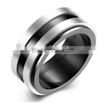 Men's Stainless Steel Wedding Band Engagement Ring Brushed Silver Black 10mm