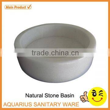 Round Shape Bathroom White Polished Marble Basin