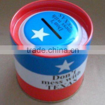 CMYK offset printing round tin can coin bank