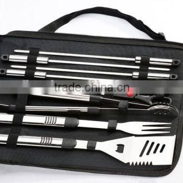 yangjiang factory manufacture 8 Pcs stainless steel BBQ set with nylon bag