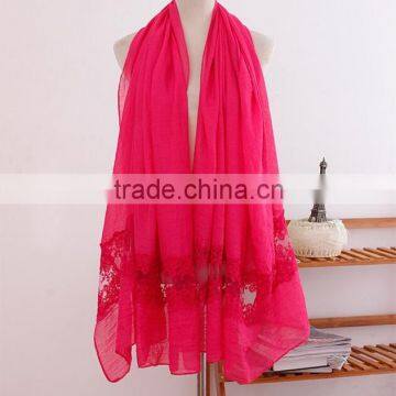 Wholesale New Plain Cotton Muslim Women Fashion Scarf Lace Hijab                        
                                                Quality Choice