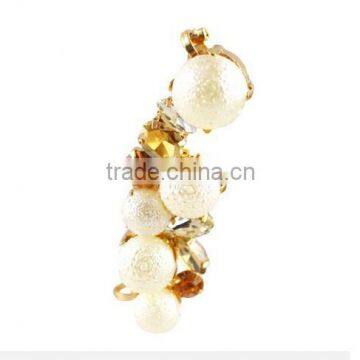 new fashion brand punk White round pearl earring gold left ear clip for women High Quality jewelry ear cuff 2015 Earcuff