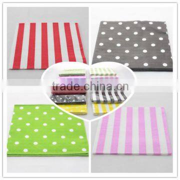 Party Supplies Colorful Striped Polka dot Paper Napkins