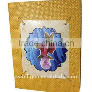 Embossed PU Wrapping Ring Binder Desktop File Folder for Office Stationery Cardboard A4 or FC Size