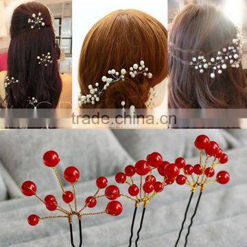 Delicate Latest Lady Wedding Flower Pearls Hairpins White Bridal Fashion Hair Jewelry Accessories photo-5