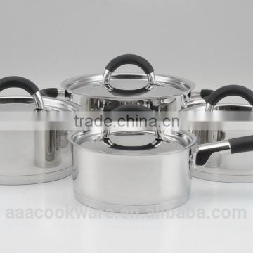 8pcs kitchen cooking set with silicone hollow handle 304/18/8/202/201 capsuled induction bottom