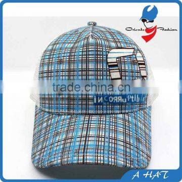 5 panel checked printing trucker cap