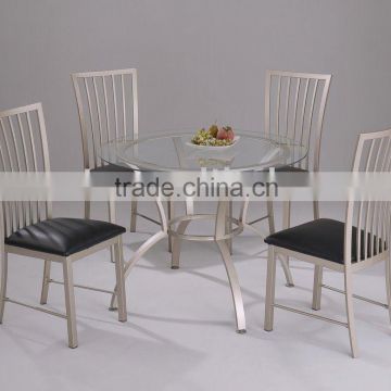 Modern Dining Set/ Glass Dining Table and Chairs with metal legs