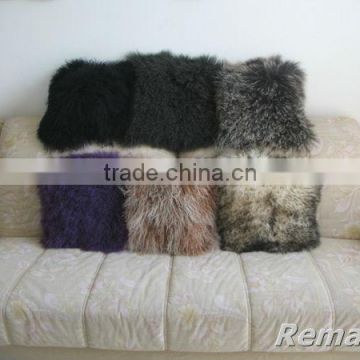 China factory wholesale Genuine mongolian lamb fur cushion in high quality