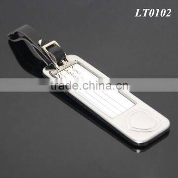 Wedding Gifts Favor Name Address Travel Luggage Label Leather Strap Stainless Steel Heart Rectangle Metal Luggage Tag Wholesale