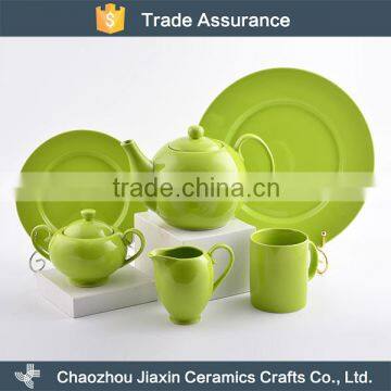 Tea pot mug and plate green ceramic tea set price