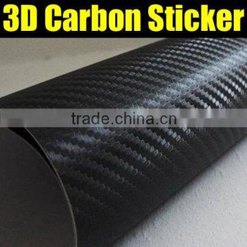 3D Black Carbon Fiber Car Wrap VInyl Film / Black Folie Auto Wrap / Size 1.52 x 30 Meter