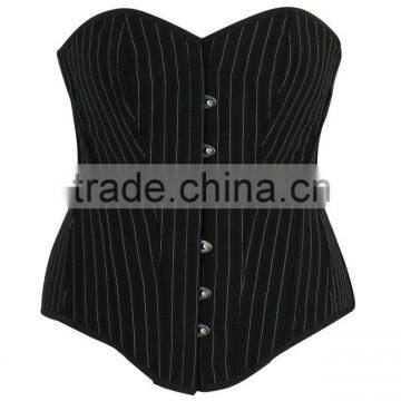 Black Fullbust Women Pinstripe Inexpensive Corset