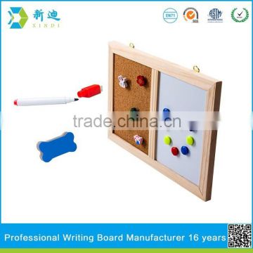 Lanxi xindi wood frame dry erase whiteboard and cork combined board