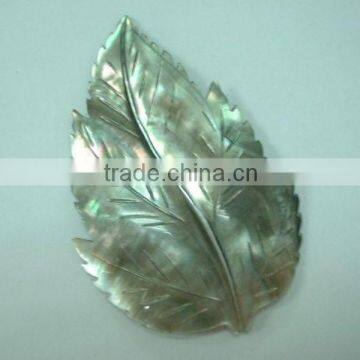 Hot seller fashion gray MOP carved flower leaf gemstone leaf