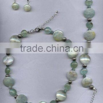 Hot seller necklace aquamarine lelltils necklace with bracelet and earring