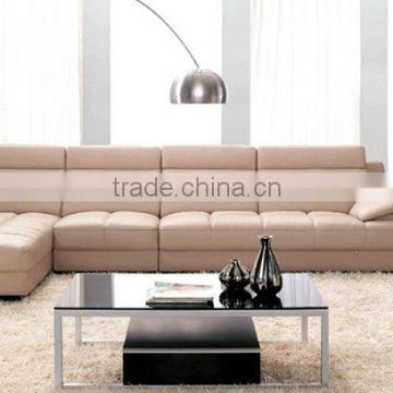 Living room modern wooden sofa set designs leather sofa furnitureTV room suitable 9080