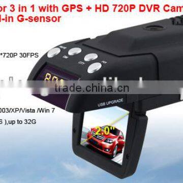 AC high quality car min dvr with radar and GPS G-sensor h.264 dvr