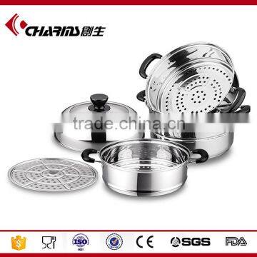 Multi-purpose commercial 3 layer induction cookware stainless steel steamer