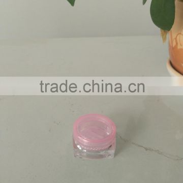 3g clear plastic PS cosmetics Jar with pink lid A-1