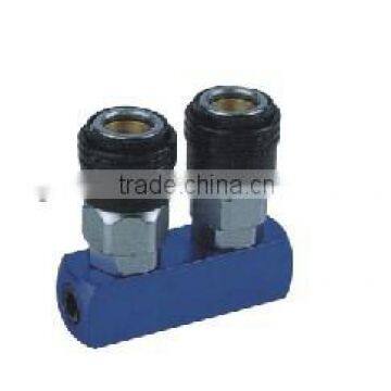 Manifold with Nitto/Japan type pneumatic air release quick coupler ,2 way two touch coupling with plastic