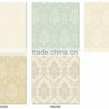 Hot Sale Printed Pvc Coated Wallpaper, Vanilla Yellow Classic Damask Wallcovering for Apartment , Good Wall Covering Corparation photo-4