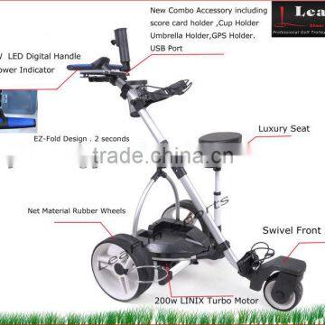 2015 NEW Electric Golf Trolleys With T Bar LED Digital Handle . EZ-Fold ,36 Holes Battery .High Power Motors Aluminium Frame ,