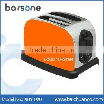 Orange/Yellow Color 2-Slice Wide Slot Polished and Brushed Logo Stainless Steel Toaster 850W