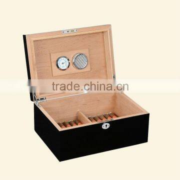 Matt Black Spanish Cedar Wood Cigar Box