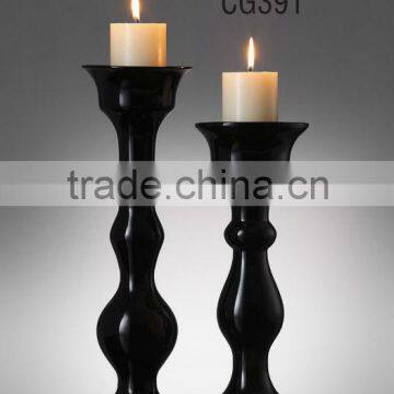 Black Glass Candlestick Holder for Home Decoration