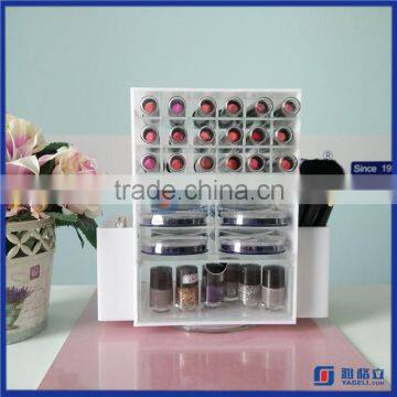 2016 Hot Sale!! Acrylic Lipstick Organizer with Brush Compartments / Rotating Acrylic Lipstick Holder                        
                                                Quality Choice