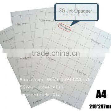 Hot sale 3g jet-opaque transfer paper for light color t shirt