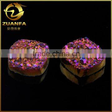 Wuzhou quality factory sell rose red colored druzy stone beads wholesale