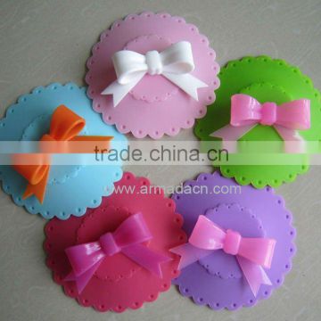 magic silicone cup lids with 3D Bowknot handle