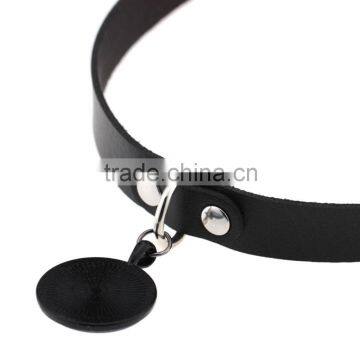12 Zodiac Charm Pendant Glass Gem Cabochon Necklace Black Leather Collar Choke
