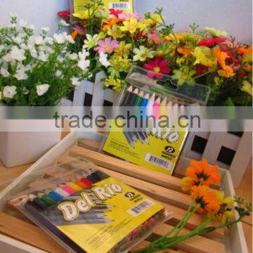 3.5" mini hexagonal color pencil /short color pencils/wood color pencil in pvc bag with paper card