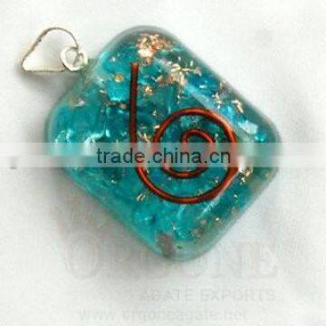 Wholesale Blue Orgone Rounded Square Pendant