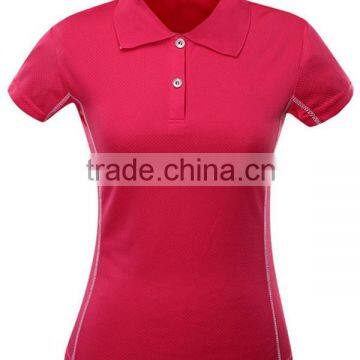 2015 Ladies short sleeves pure cotton polo shirts with quick dry and moisture transfer function.