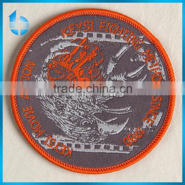 High defination round decorative woven badge label for leisure sports wear