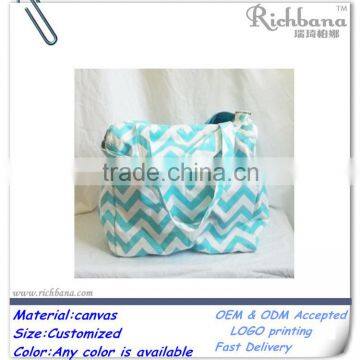 fashion cheap durable canvas chevron wholesale diaper bags