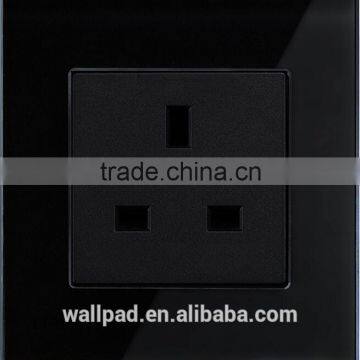 UK Wallpad Luxury Waterproof Black Tempered Glass 110~250V 13A UK Wall Electrical Sockets Generator