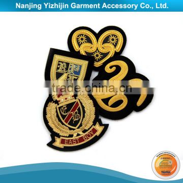 High quality gold bullion embroidery badge for navy / military uniform