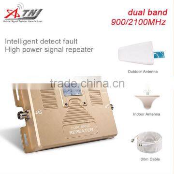 Dual band 900 2100 mhz phone 2G 3G network repeater booster high gain high power