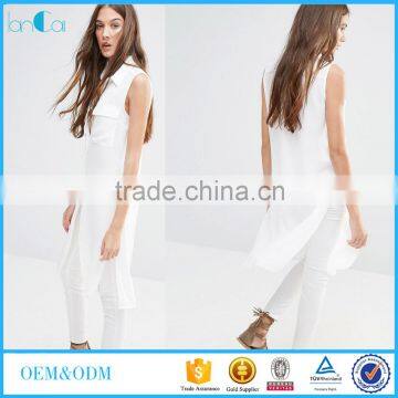 Latest New Fashion Women Tunic Tops Longline Side Split Women Tunic