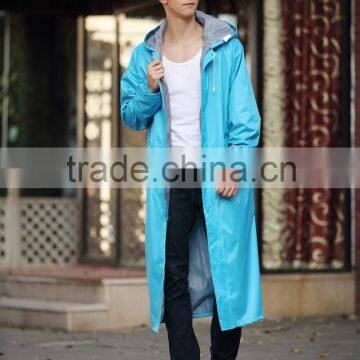 Adult Foldable Waterproof Hooded Long Rain Jacket Raincoat durable polyester raincoat